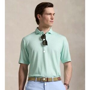 RLX Ralph Lauren Mens Mint Green Micro Dot Performance Golf Polo Shirt Large new